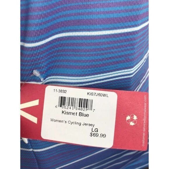 Primal Wear women's cycling bike jersey size large kismet blue striped NWT - Picture 11 of 11